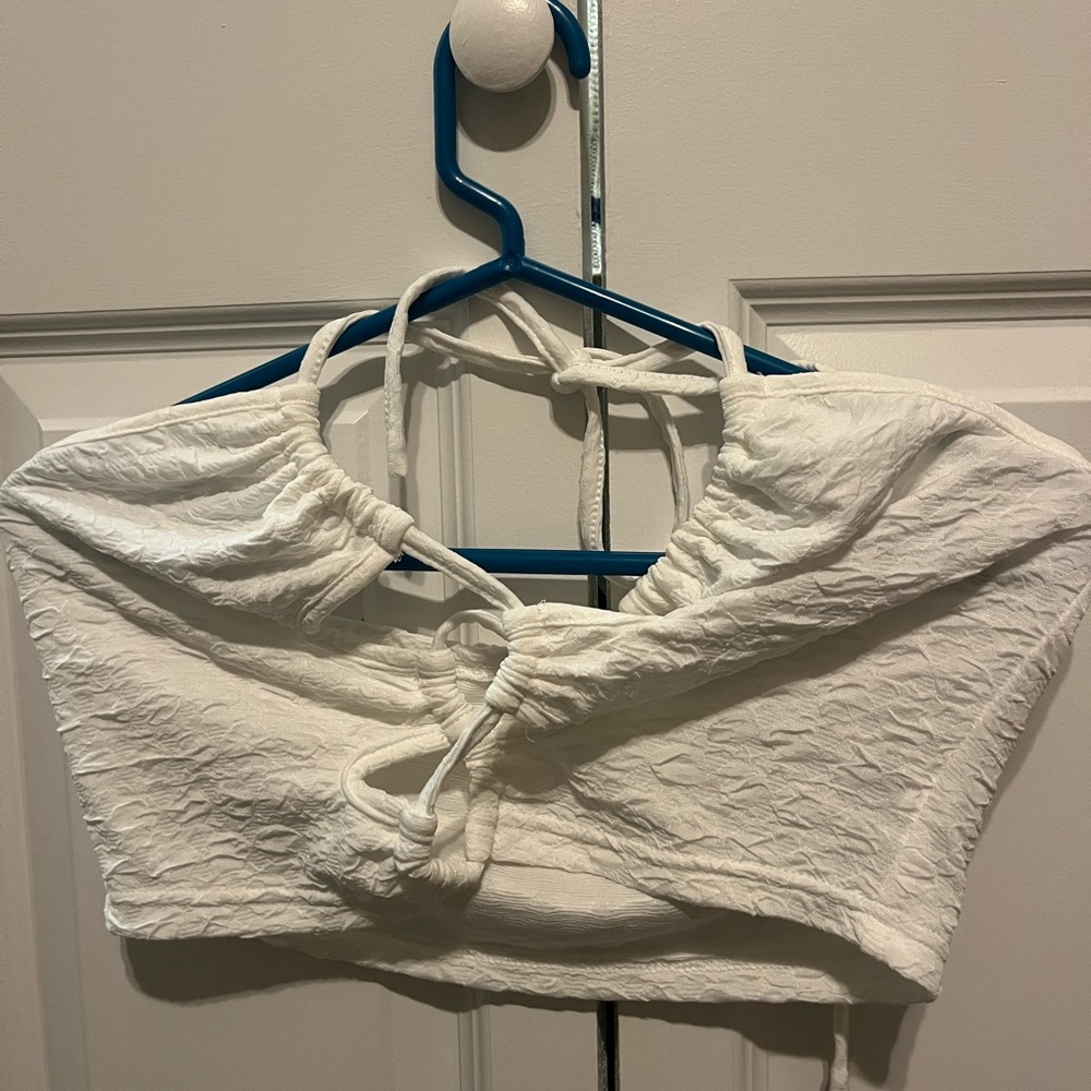 White Women's Tie-Front Top